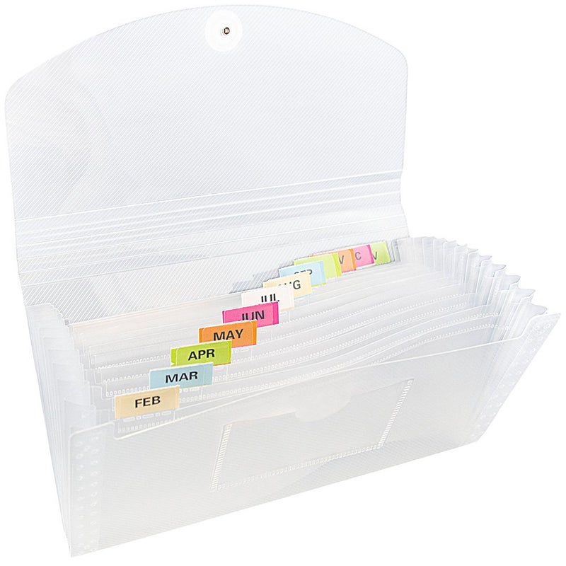 JAM PAPER Accordion Folders - 13 Pocket Plastic Expanding File - Check Size - 5 x 10 1/2 - Clear - Sold Individually - Image 1